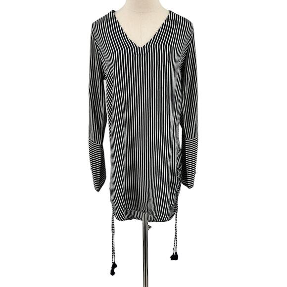 Faithfull The Brand Striped Rayon V Neck Tunic Top Beach Coverup Size 4 - Picture 14 of 14
